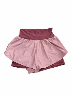 Zyia Active Women's Active Muted "It's A Mood" Layered Shorts | Pink | Small